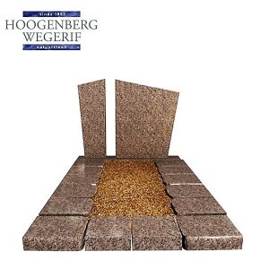 Rood graniet grafmonument buitenzijde breuk ruw