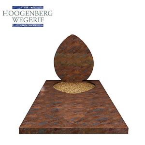 Rood graniet grafsteen met gespiegelde sparing