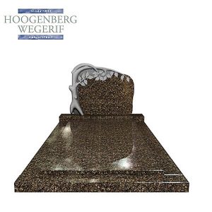 Donker graniet grafmonument met beeldhouwwerk