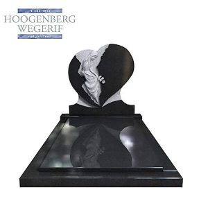 Grafmonument in hartvorm met gebeeldhouwde engel