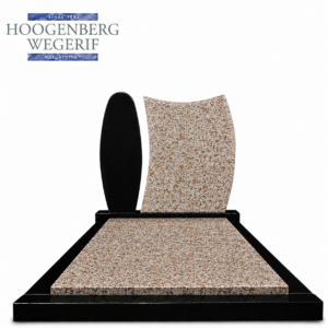 Zwart graniet gecombineerd met beige graniet grafmonument