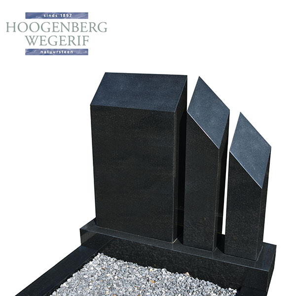 Zwart graniet 3 delig grafmonument - Afbeelding 2