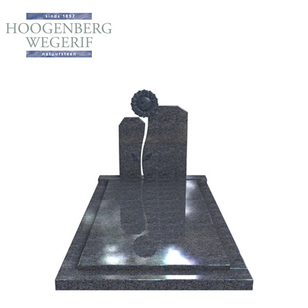 Grafsteen met gebeeldhouwde zonnebloem