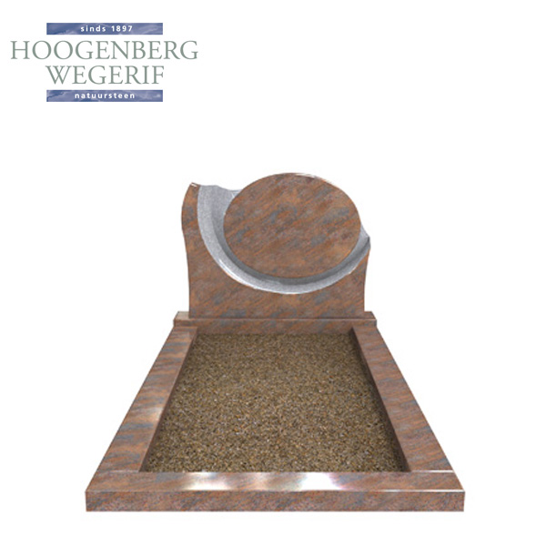 Rood graniet ovaalvormig grafmonument