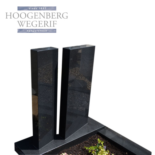 Tweedelig zwart graniet grafmonument - Afbeelding 2