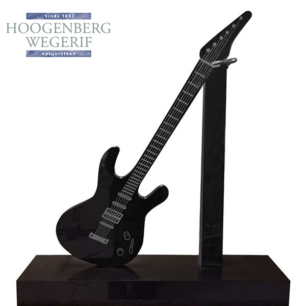Gitaar zwart graniet op voetstuk