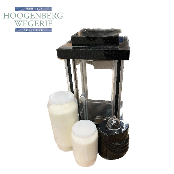 Graflantaarn Zwart graniet met RVS - Afbeelding 4