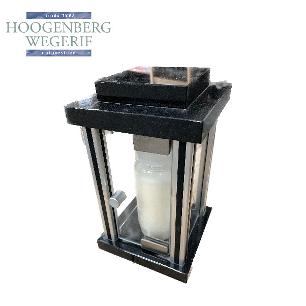 Graflantaarn Zwart graniet met RVS - Afbeelding 2