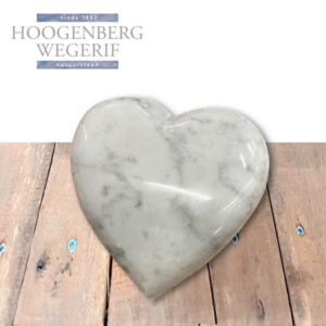 Bijzetsteen hart wit marmer
