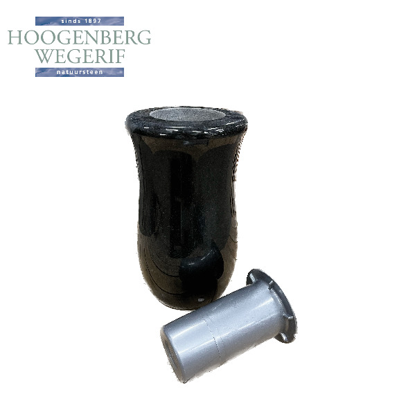 Ronde zwart granieten vaas - Afbeelding 3