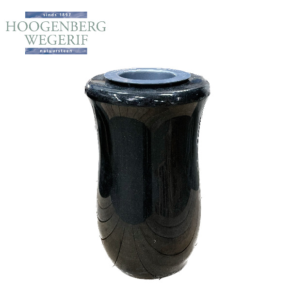 Ronde zwart granieten vaas