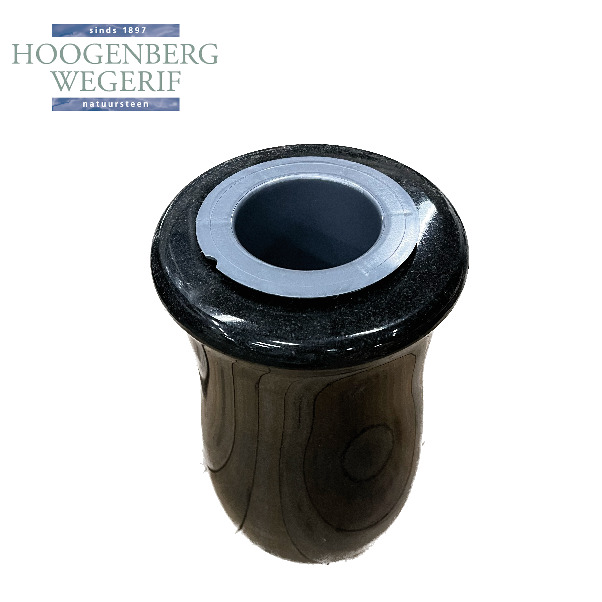 Ronde zwart granieten vaas - Afbeelding 2