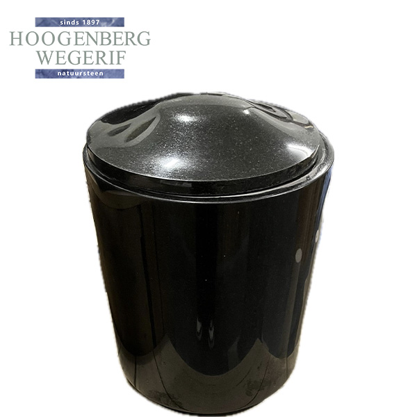Ronde zwarte granieten urn