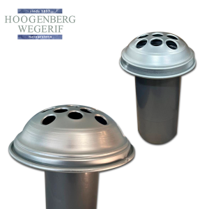 Plastic inzetvaas met aluminium rozet