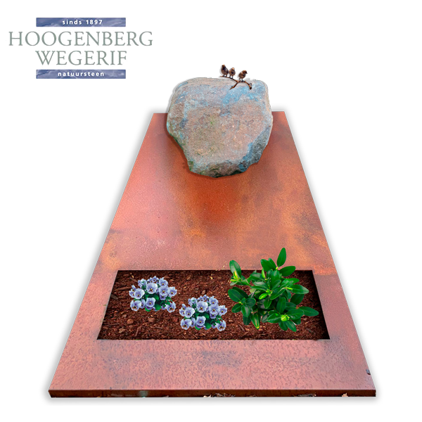 Franse leisteen met cortenstalen zerk - Afbeelding 2